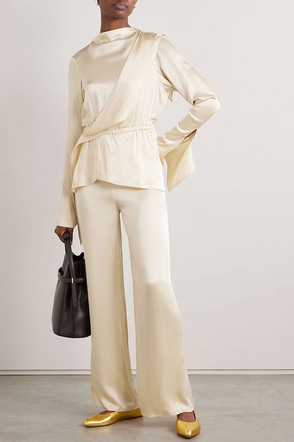 Vanguard Terry Draped Satin Blouse