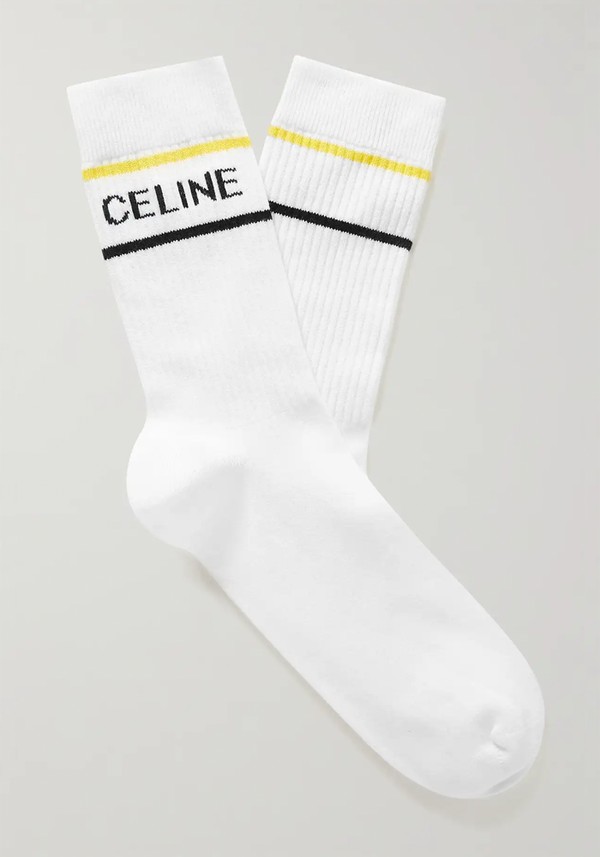 Striped Cotton-Blend Socks from Celine
