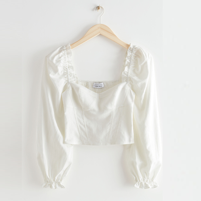 Puff Sleeve Jacquard Corset Blouse from & Other Stories