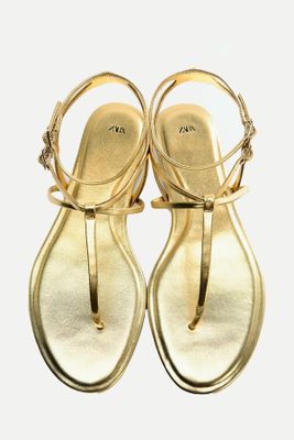 Metallic Flat Slider Sandals