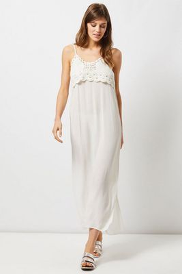 Beach White Crochet Detail Maxi Dress