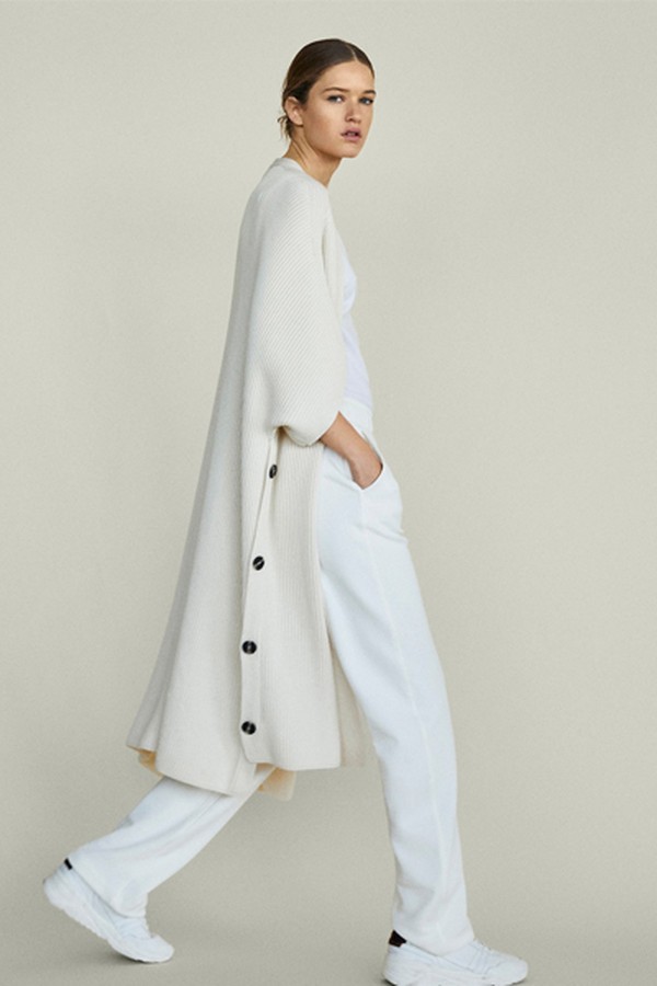 Buttoned Purl Knit Cardigan