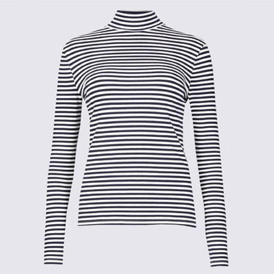 Cotton Rich Striped Long Sleeve T-Shirt