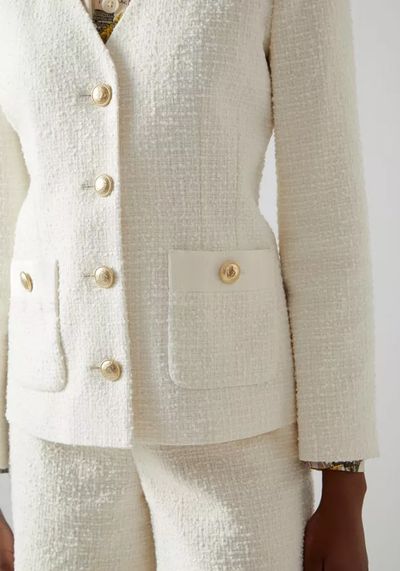 Hanna Cream Recycled Cotton Blend Tweed Jacket