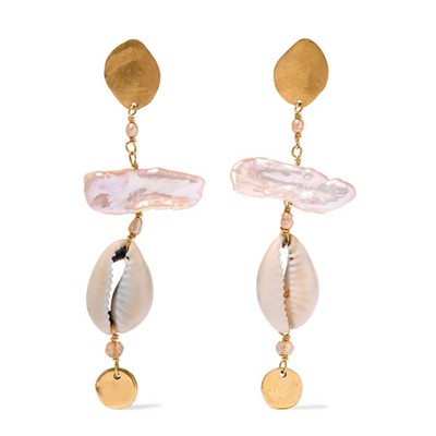 Gold-Plated, Pearl, Shell & Citrine Earrings from Chan Luu