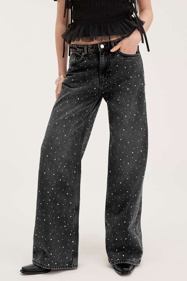 Paz Mid Straight Embellished Jeans from Monki