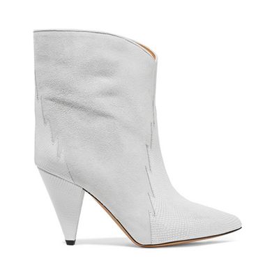Suede & Lizard-Effect Leather Ankle Boots from Isabel Marant 