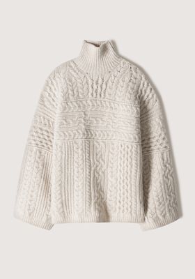 Raw Cable-Knit Wool-Blend Sweater from Nanushka