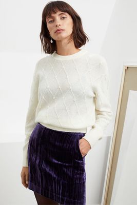 Pearl Embellished Diamond Knit Sweater from & Other Stories