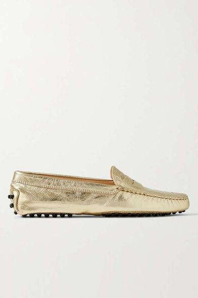 Gommini Metallic Textured-Leather Loafers from Tod's