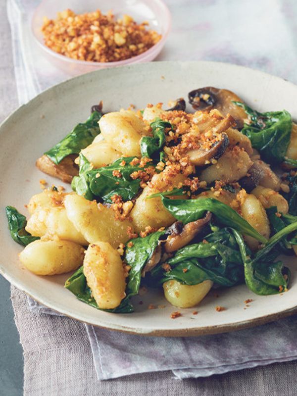 Spinach & Mushroom Gnocchi With Walnut Meat