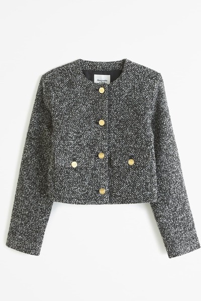 Collarless Textured Jacket