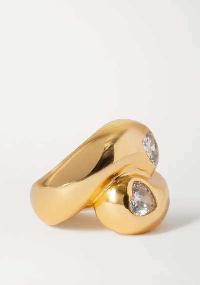 Gold-Tone Crystal Ring from Timesless Pearly