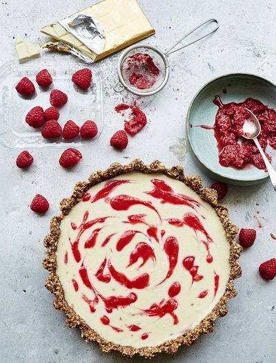 White Chocolate, Cardamom & Raspberry Tart