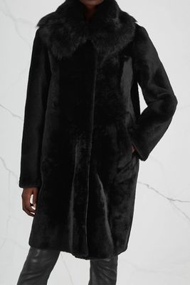 Black Reversible Shearling Coat from Dom Goor X MERCER7 