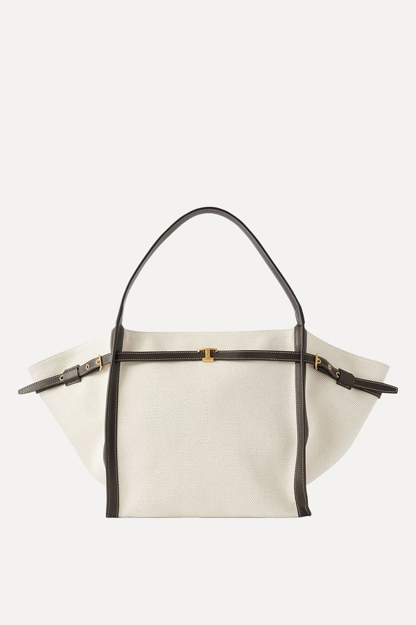 Tim Leather-Trimmed Canvas Tote from Tods