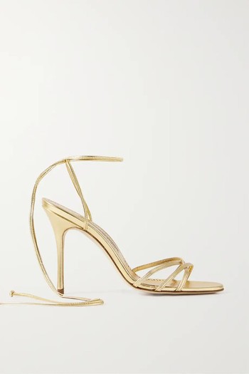 Leva 105 Metallic Leather Sandals from Manolo Blahnik