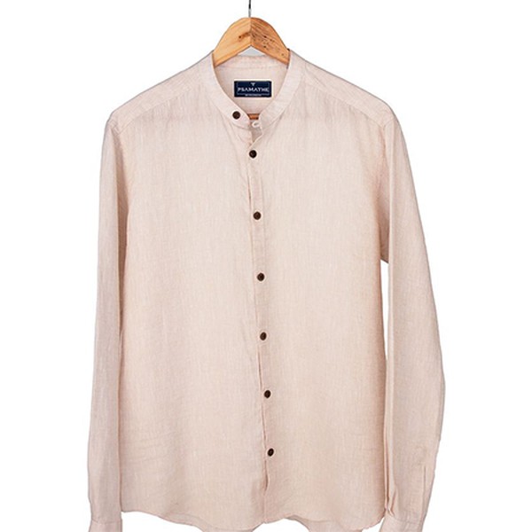 Linen Collarless Shirt from Psamanthe Mykonos