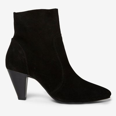Black Leather Attitude Ankle Boots
