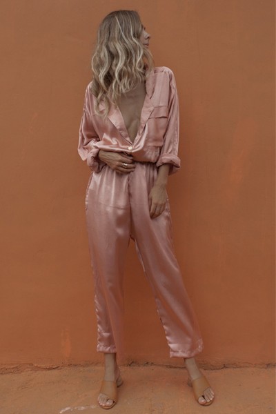 Phoenix Silk Jumpsuit Rose