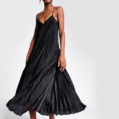 Black Pleated Maxi Dress