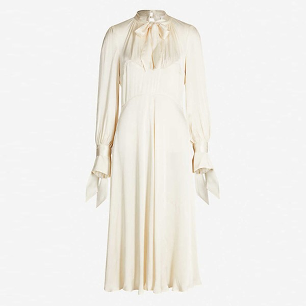 Cecilia Tied-Neck Satin Flared Midi Dress from Ghost