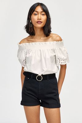 Broderie Anglais Ruched Top from Warehouse