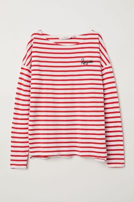 Striped Top With A Text Motif from H&M