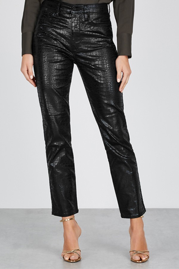 Le Sylvie Crocodile-Effect Straight-Leg Jeans from Frame Denim