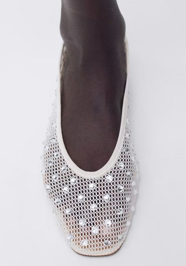 Mesh Shoes With Rhinestone Detail 