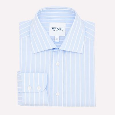 Poplin: Wide Sky Blue Stripe Shirt from With Nothing Underneath