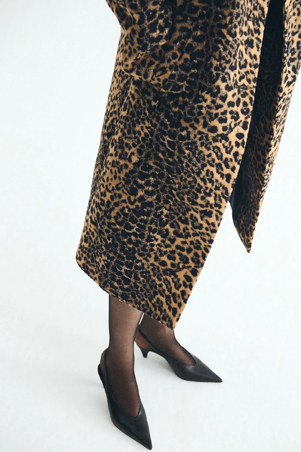 Leopard-Print Long Coat from Mango 
