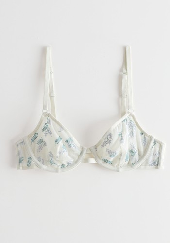 Floral Embroidery Underwire Bra