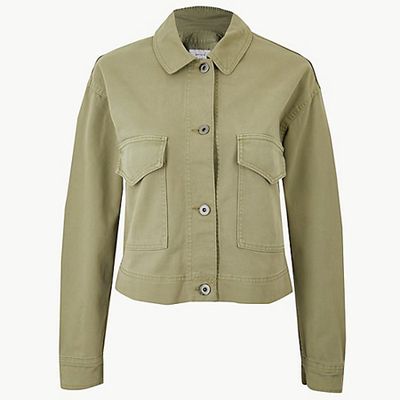Pure Cotton Cropped Utility Jacket