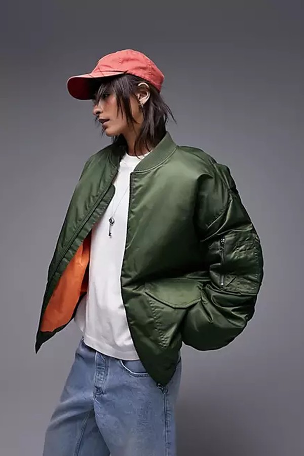 Nero Collar Nylon Bomber Jacket from Topshop