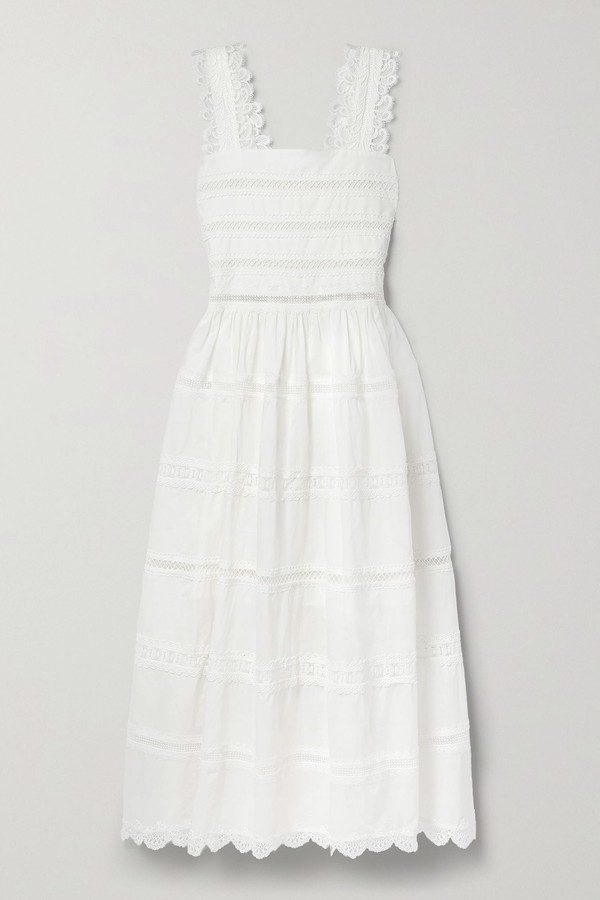 Kate Cotton-Voile & Guipure Lace Midi Dress