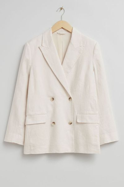 Relaxed Double-Breasted Linen Blazer from & Other Stories