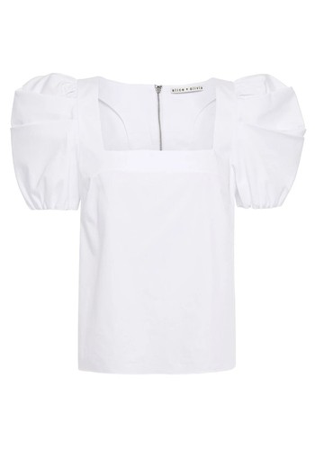 Gathered Cotton-Blend Poplin Blouse from Alice + Olivia