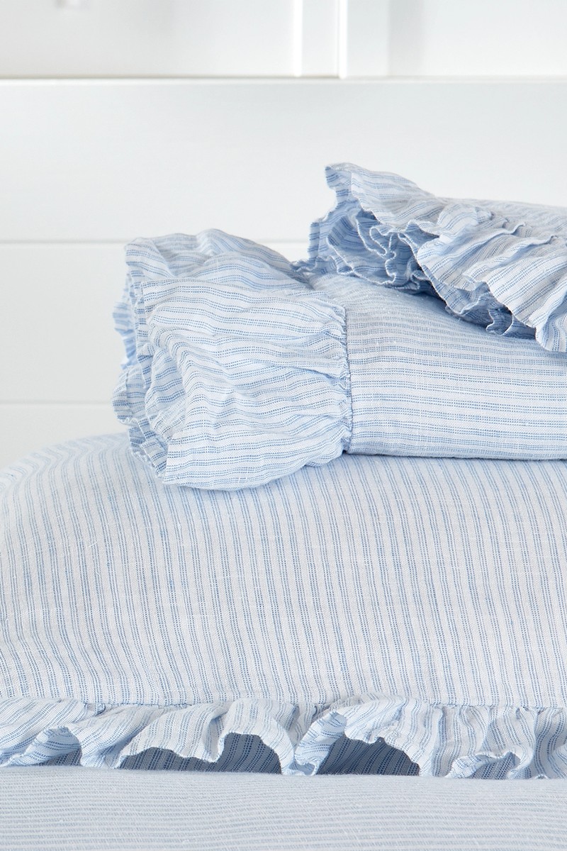 Kara Hemp Fine Stripe Duvet Cover, £112 (was £160) | The White Company