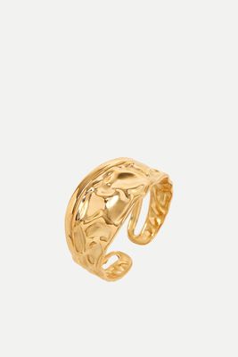 18ct Gold Plated Hammered Ring