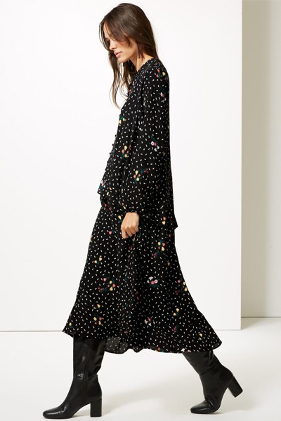 Floral Print Drop Waist Maxi Dress from M&M