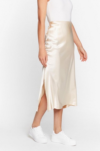 Let's Kick Split Satin Midi Skirt