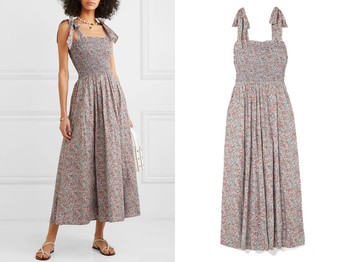 Jasmine Shirred Floral-Print Cotton-Poplin Maxi Dress