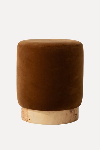 Velvet Pouffe with Burl Plinth from Six The Residence.