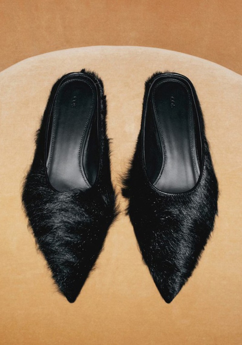 Pointed Pony Hair-Effect Leather Mules 