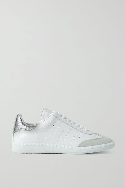 Bryce Metallic and Suede Trimmed Perforated Leather Sneakers from Isabel Marant