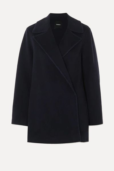 Topstitched Wool & Cashmere-Blend Jacket from Theory