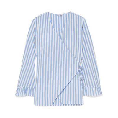 Swimton Striped Cotton Wrap Top from GANNI