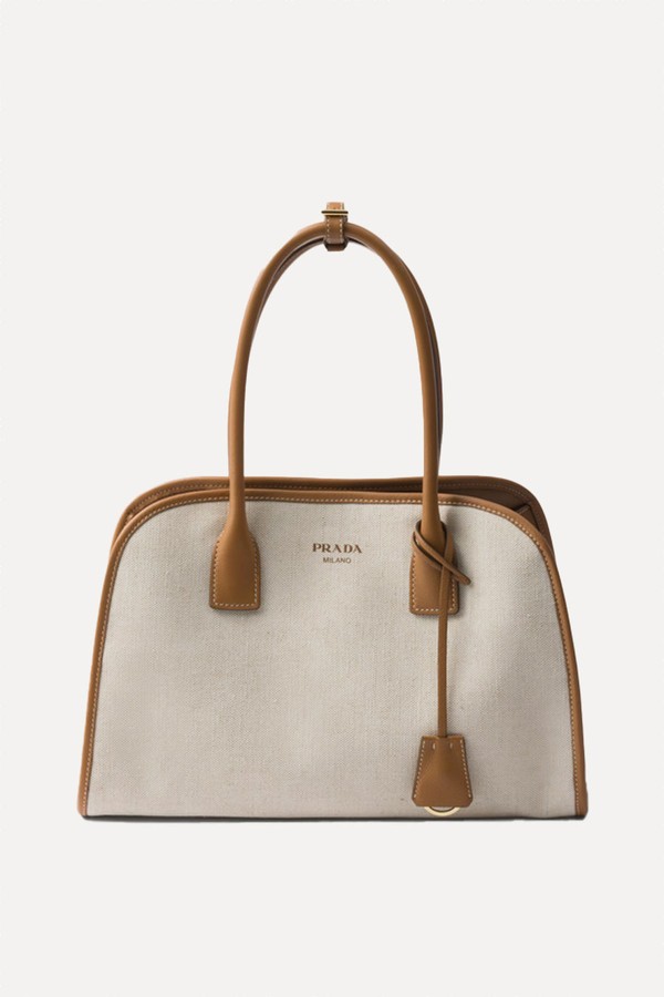 Linen Blend & Leather Tote Bag from Prada