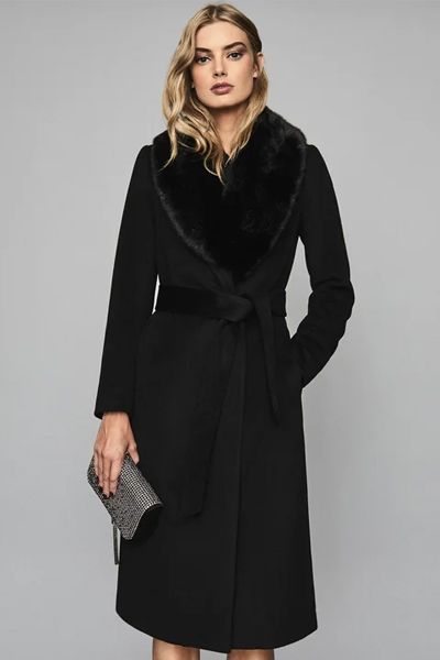 Faux Fur Shawl Collar Coat